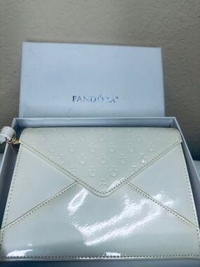 Pandora White Patent Envelope Clutch